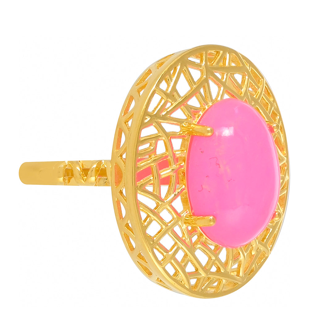 Goldplattierter Silberring mit äthiopischem neon pink Opal