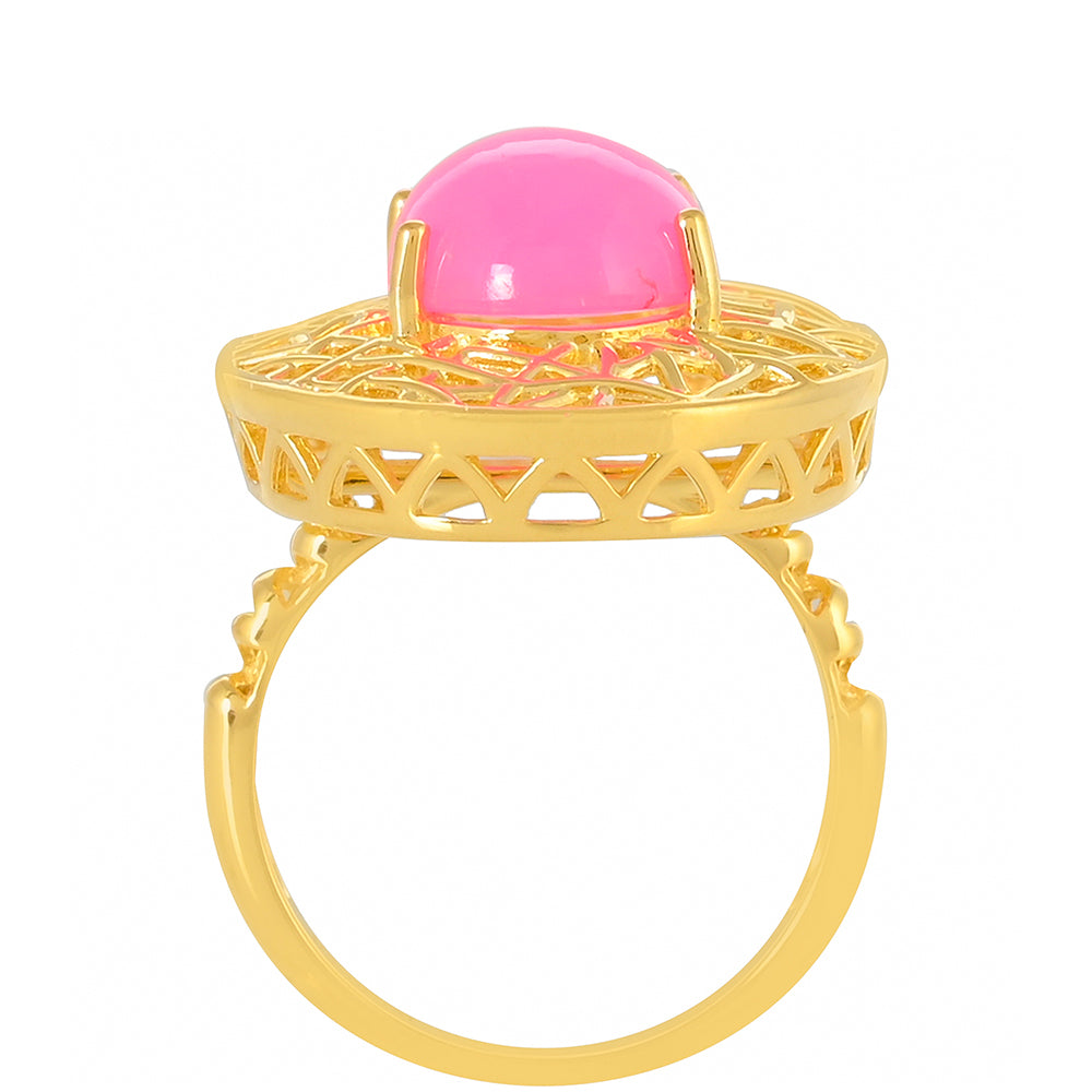 Goldplattierter Silberring mit äthiopischem neon pink Opal 4 