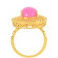 Goldplattierter Silberring mit äthiopischem neon pink Opal