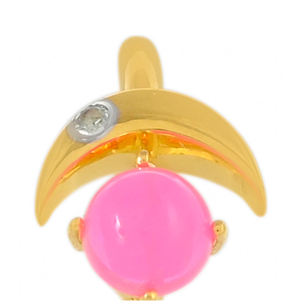 Goldplattierter Silberring mit äthiopischem neon pink Opal und weißem Topas 3 