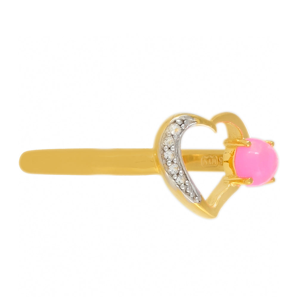 Goldplattierter Silberring mit äthiopischem neon pink Opal und weißem Topas 2 