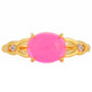 Goldplattierter Silberring mit äthiopischem neon pink Opal und weißem Topas