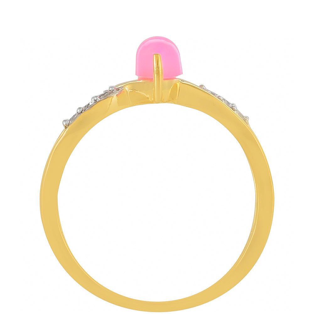 Goldplattierter Silberring mit äthiopischem neon pink Opal und weißem Topas