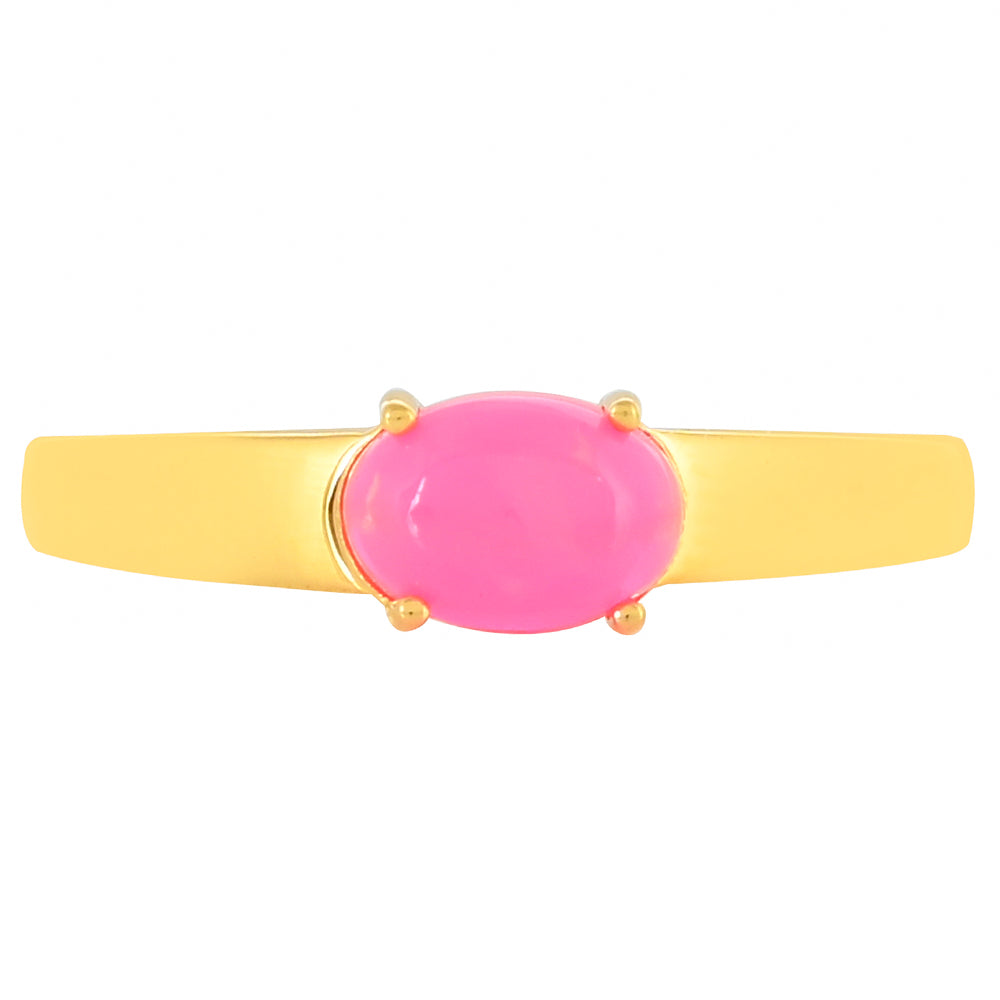 Goldplattierter Silberring mit äthiopischem neon pink Opal