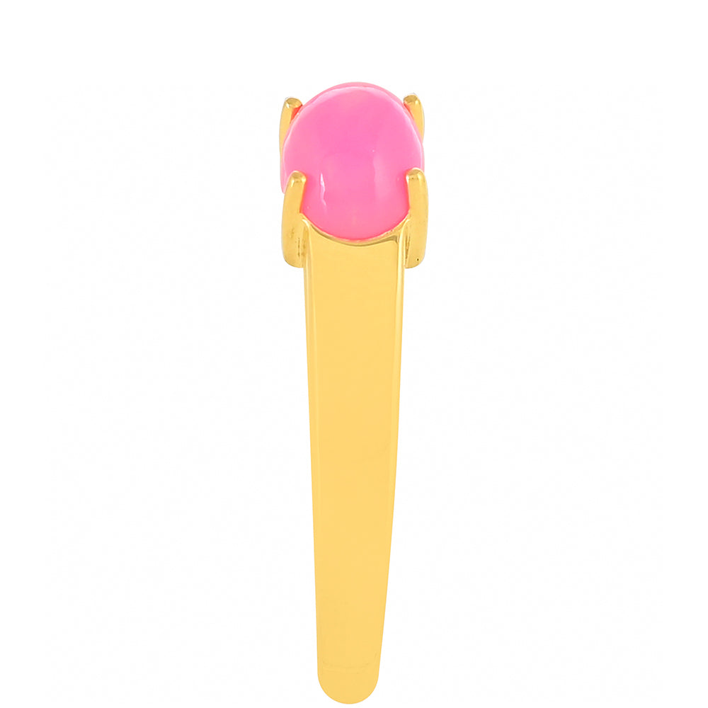 Goldplattierter Silberring mit äthiopischem neon pink Opal