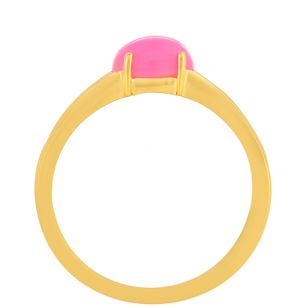 Goldplattierter Silberring mit äthiopischem neon pink Opal 4 