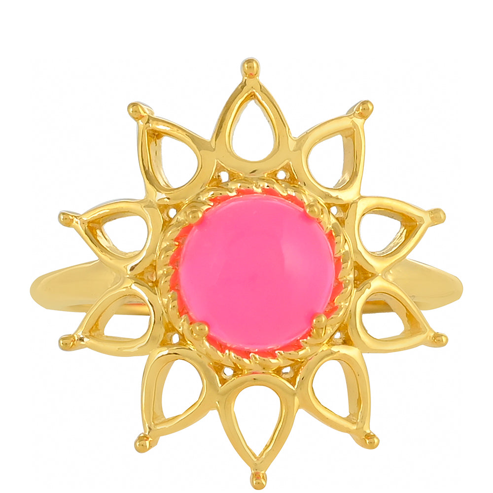 Goldplattierter Silberring mit äthiopischem neon pink Opal 1 