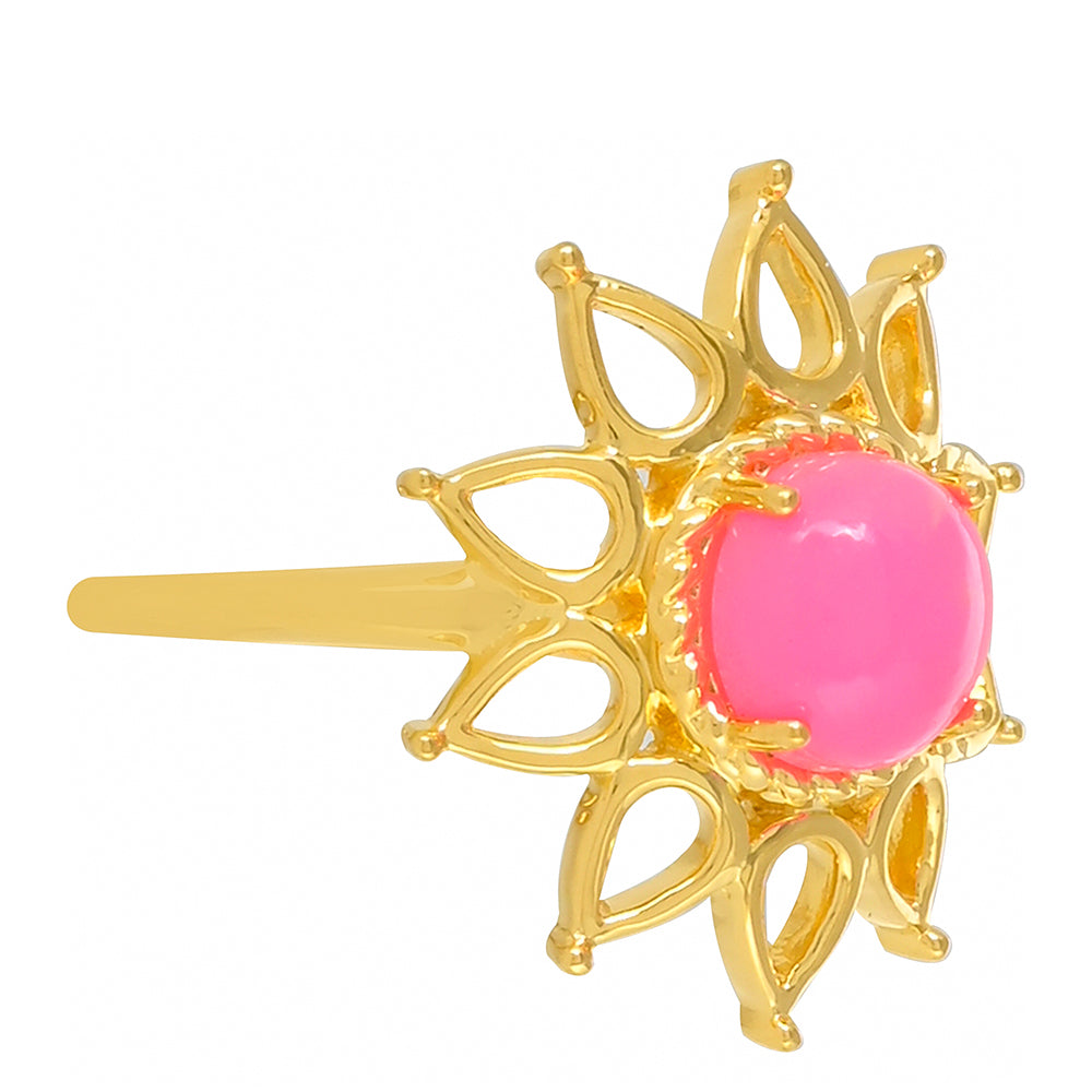 Goldplattierter Silberring mit äthiopischem neon pink Opal 2 