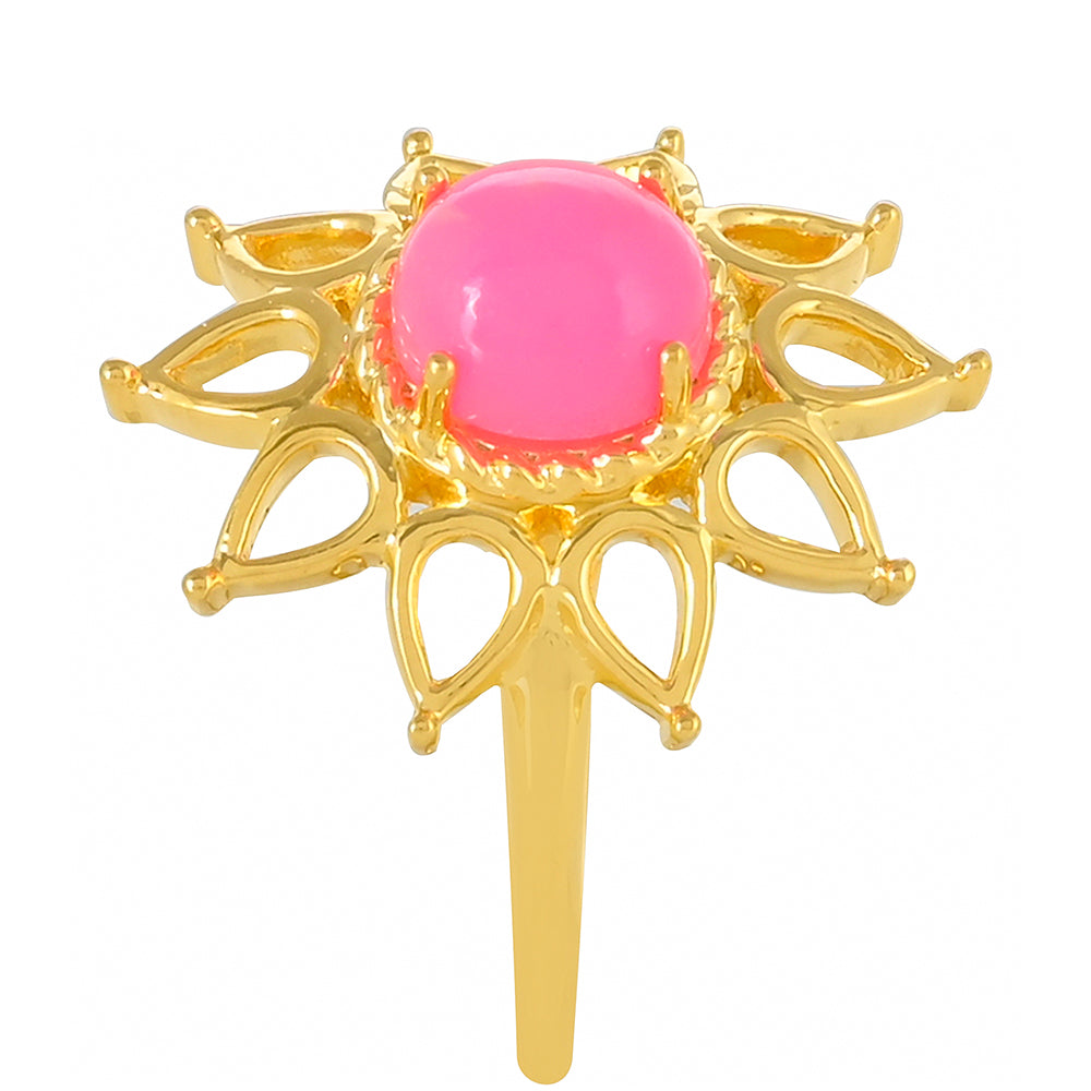 Goldplattierter Silberring mit äthiopischem neon pink Opal