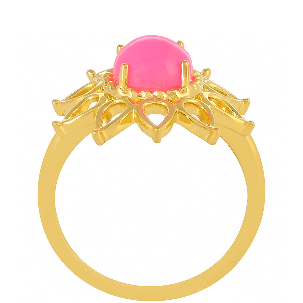 Goldplattierter Silberring mit äthiopischem neon pink Opal