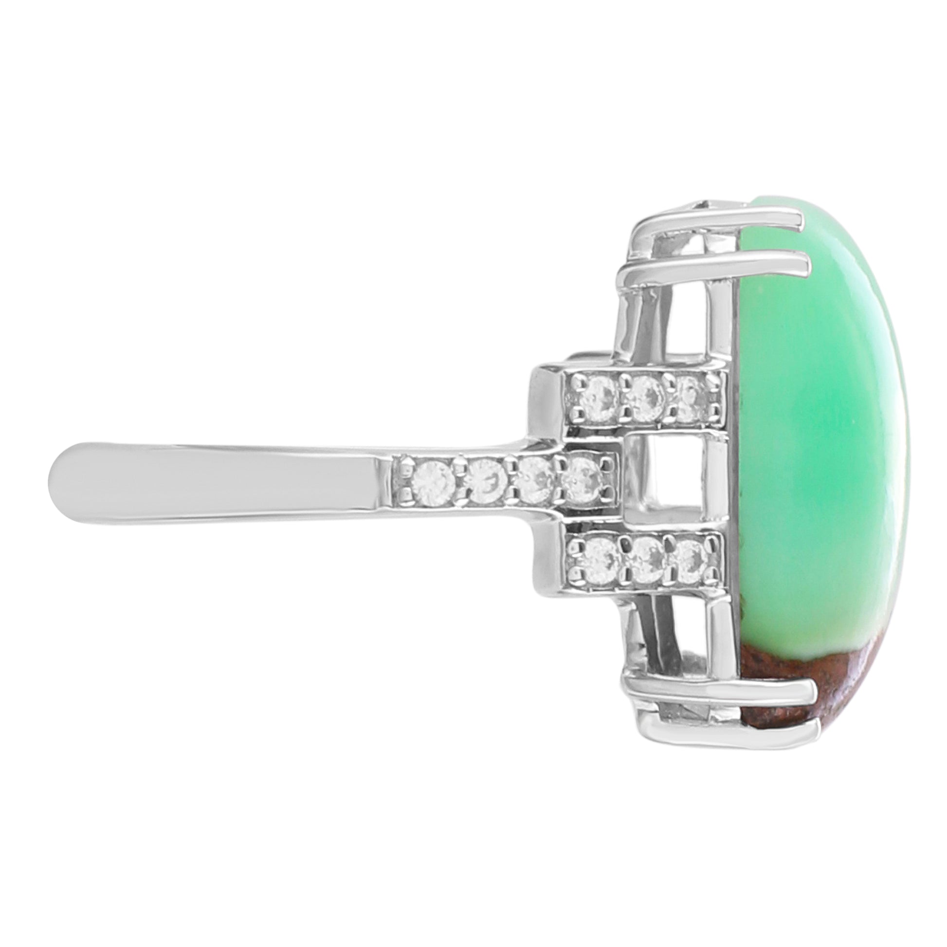 Silberring mit Mint Chrysoprase und natürlichem Zirkon 2 