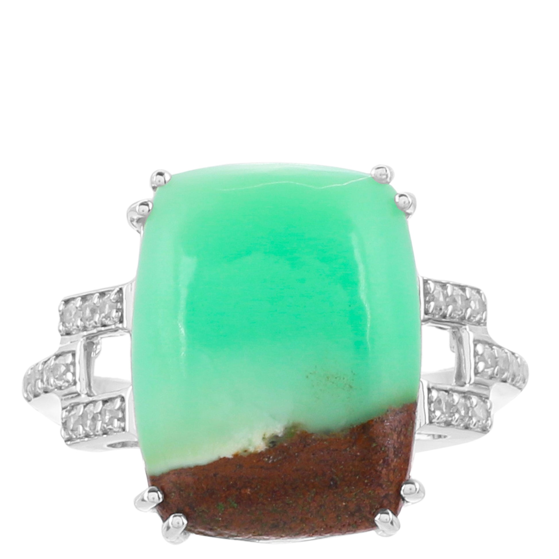 Silberring mit Mint Chrysoprase und natürlichem Zirkon 1 