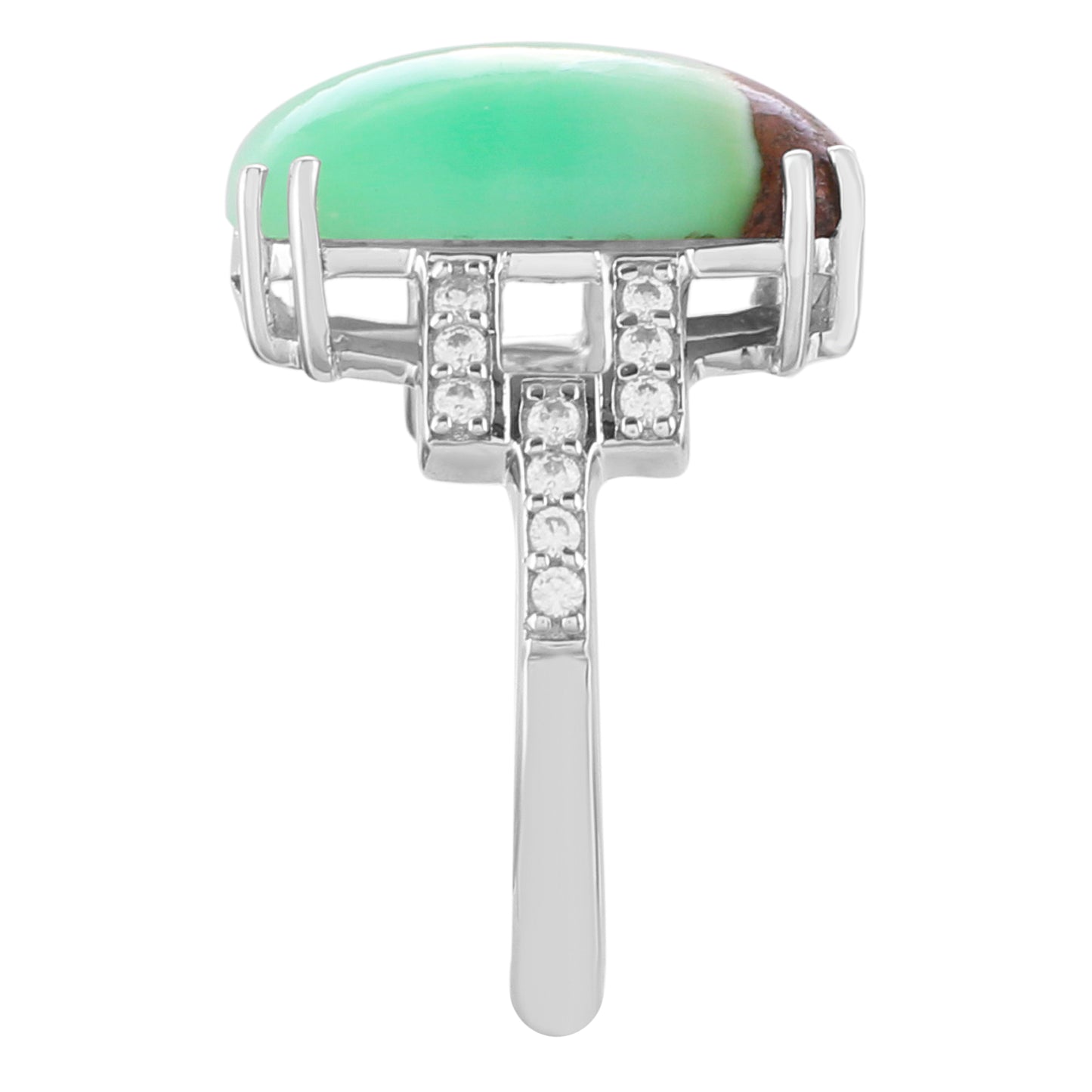 Silberring mit Mint Chrysoprase und natürlichem Zirkon