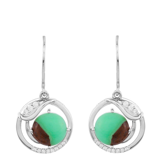 Silberohrringe mit Mint Chrysoprase und natürlichem Zirkon