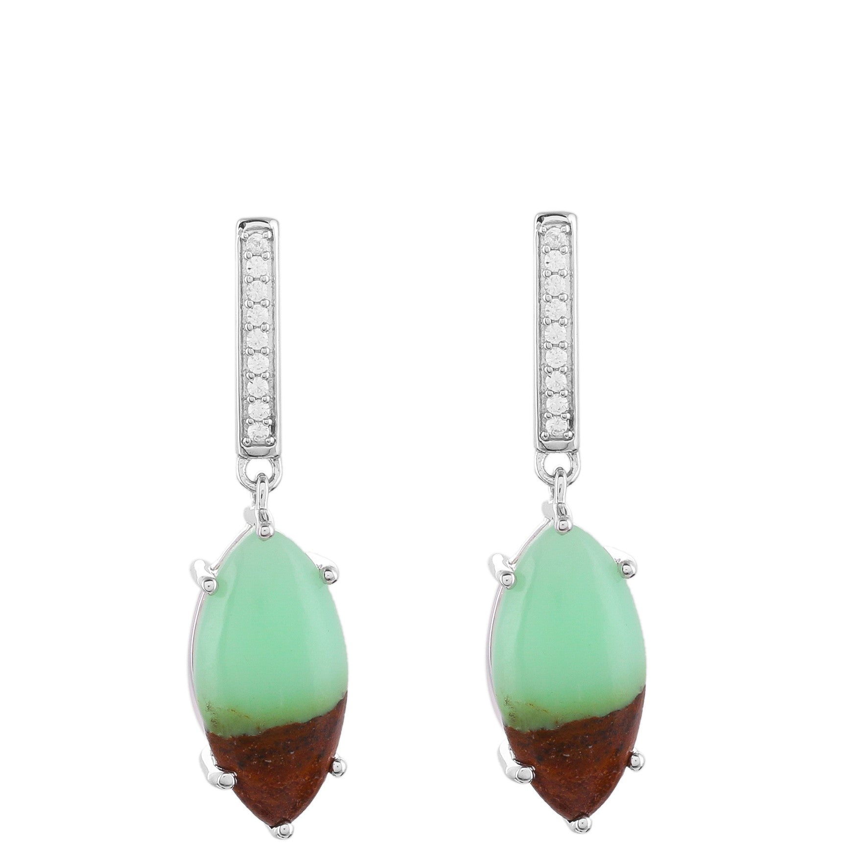 Silberohrringe mit Mint Chrysoprase und natürlichem Zirkon 1 