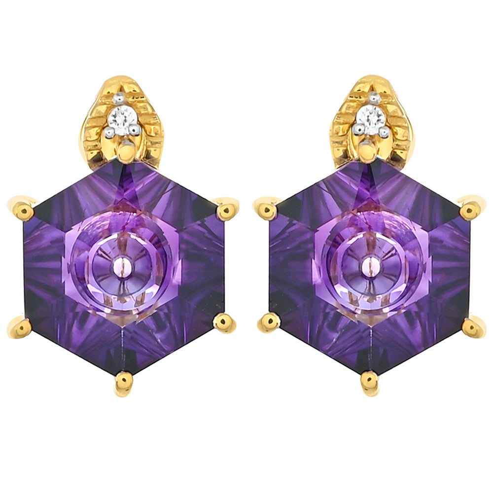 Goldplattierte Silberohrringe mit marokkanischem Amethyst und natürlichem Zirkon