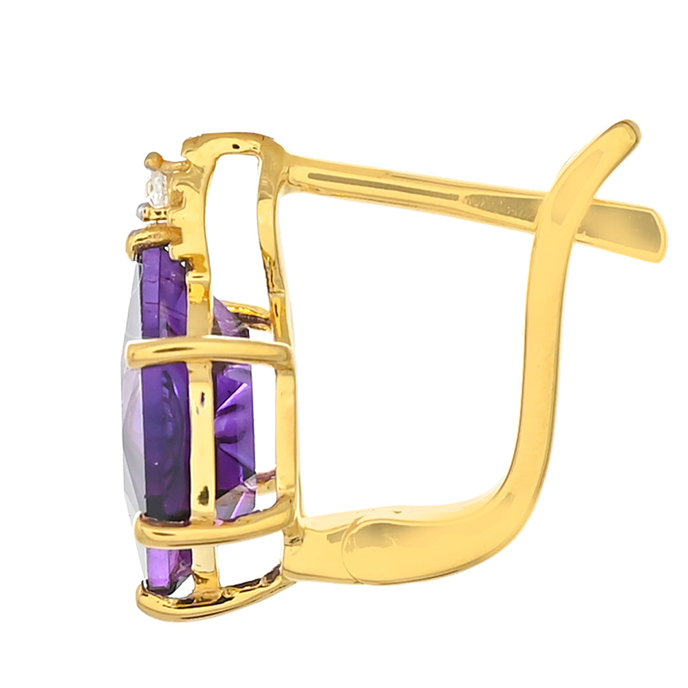 Goldplattierte Silberohrringe mit marokkanischem Amethyst und natürlichem Zirkon