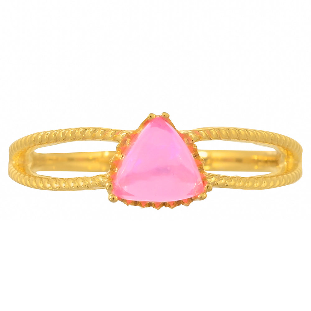 Goldplattierter Silberring mit äthiopischem neon pink Opal