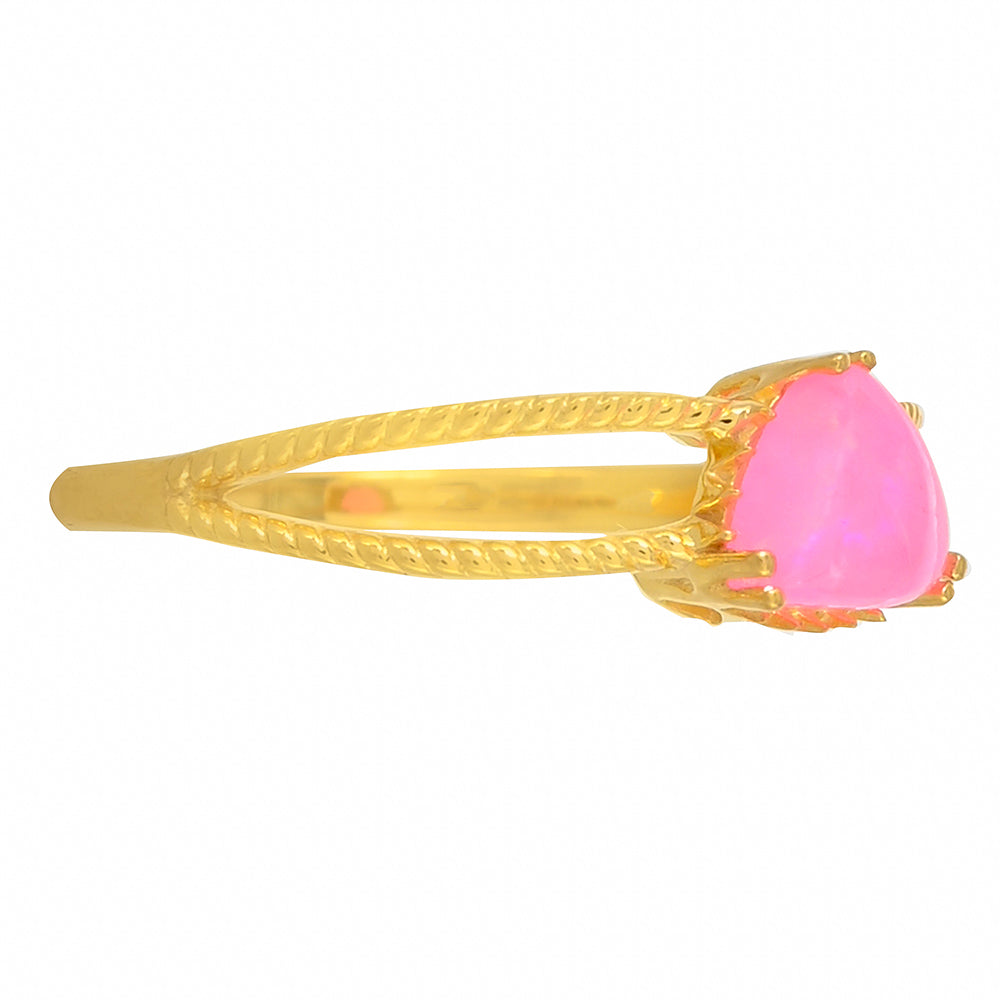 Goldplattierter Silberring mit äthiopischem neon pink Opal