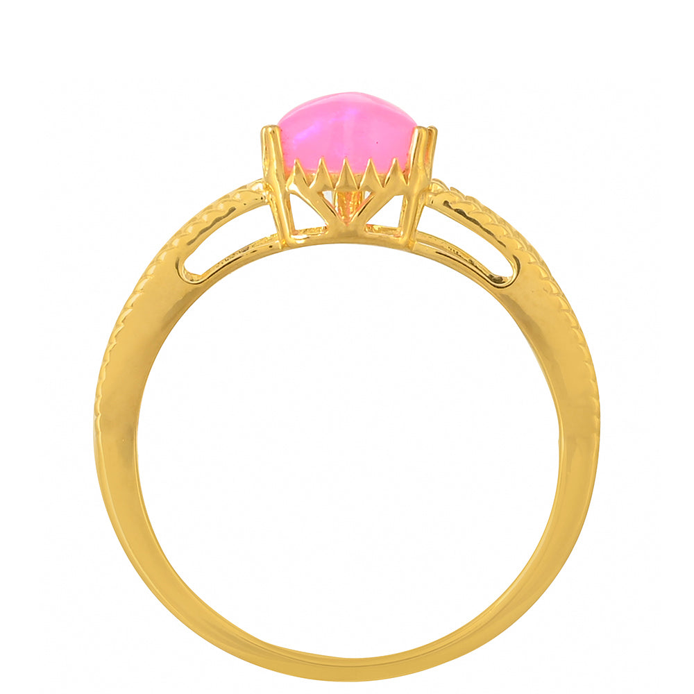 Goldplattierter Silberring mit äthiopischem neon pink Opal