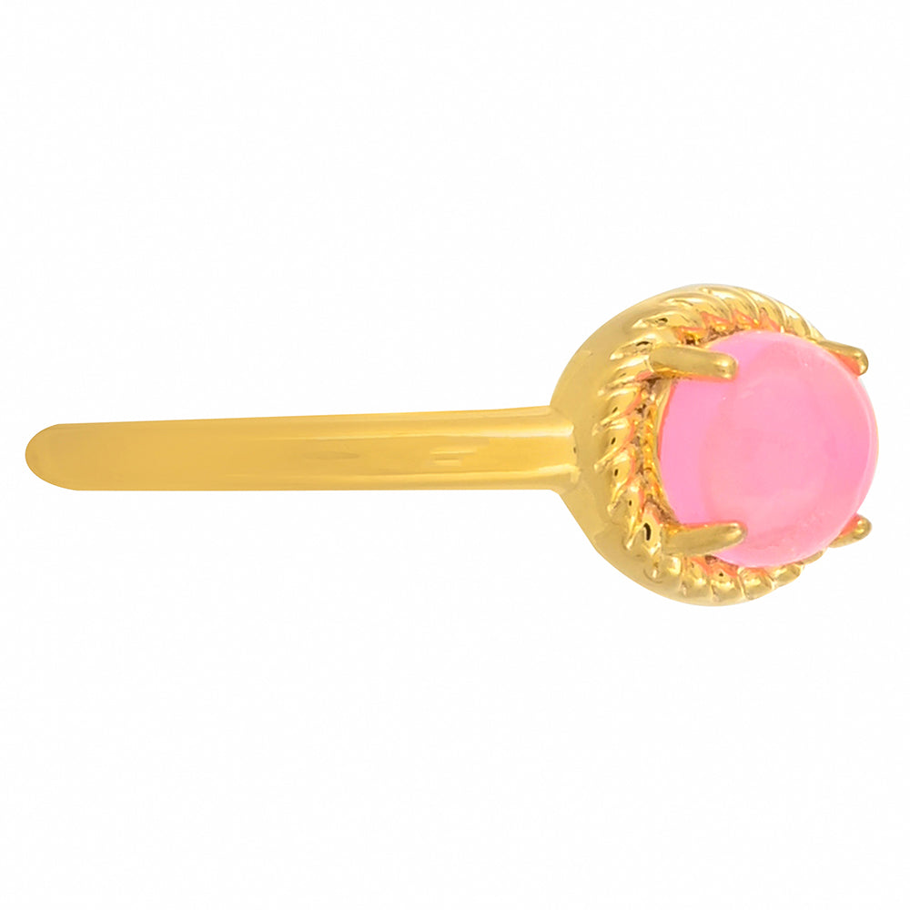 Goldplattierter Silberring mit äthiopischem neon pink Opal