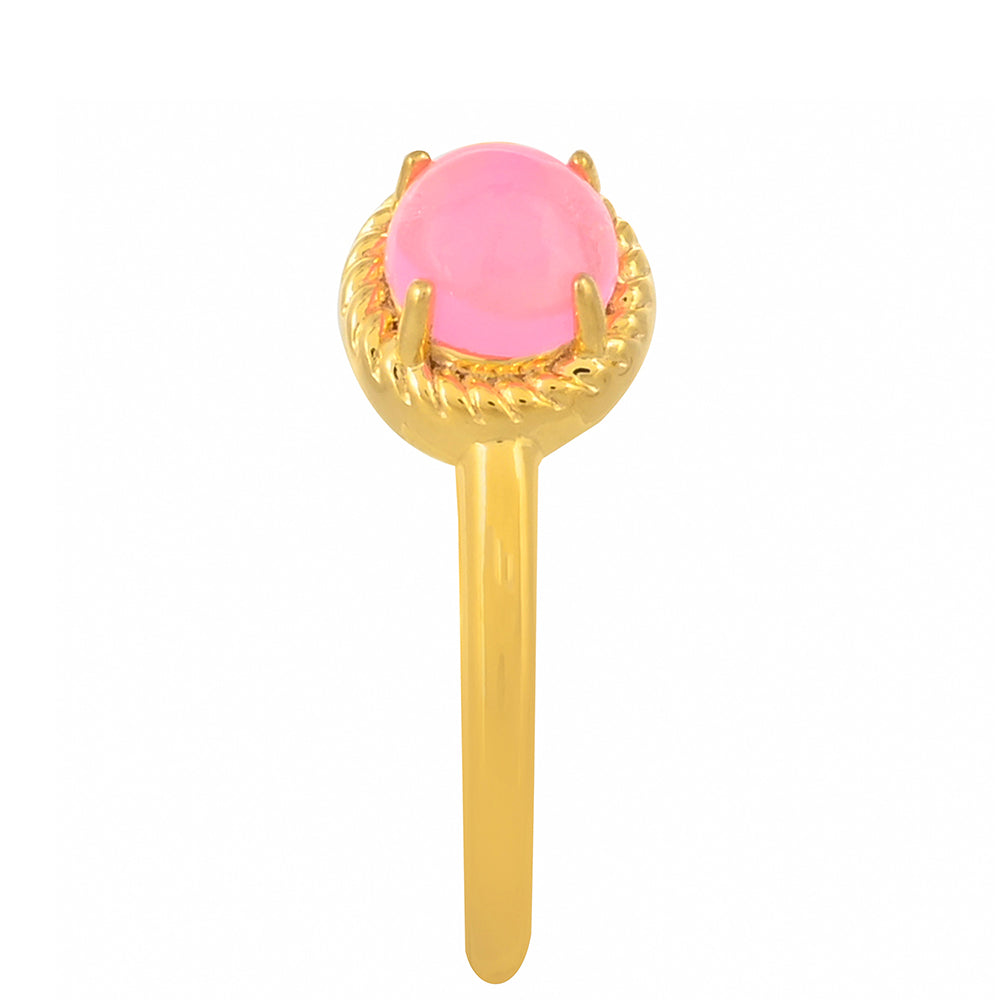 Goldplattierter Silberring mit äthiopischem neon pink Opal