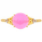 Goldplattierter Silberring mit äthiopischem neon pink Opal und weißem Topas