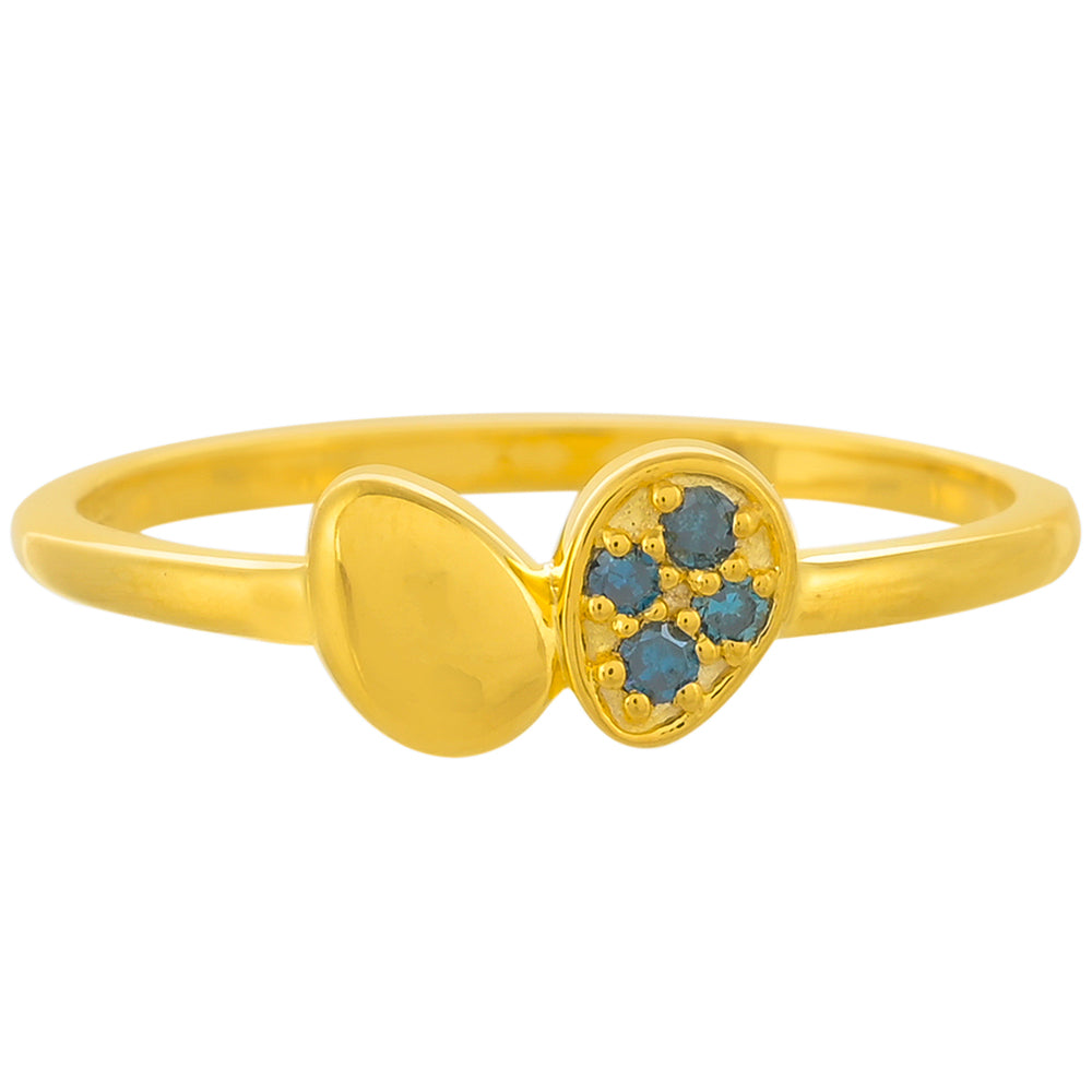 Goldplattierter Silberring mit blauem Diamant 1 