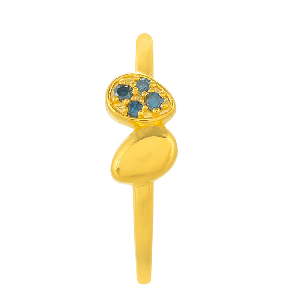 Goldplattierter Silberring mit blauem Diamant