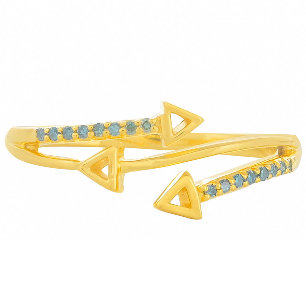 Goldplattierter Silberring mit blauem Diamant