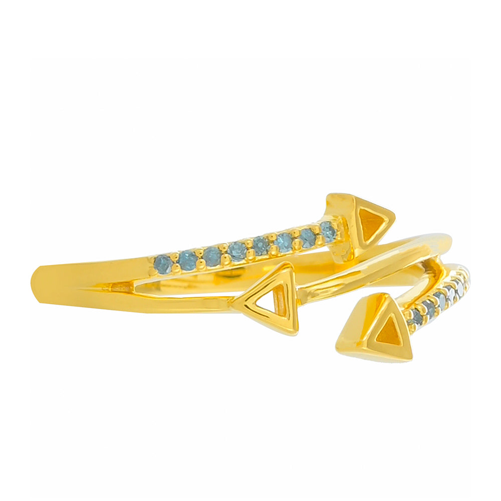 Goldplattierter Silberring mit blauem Diamant 2 