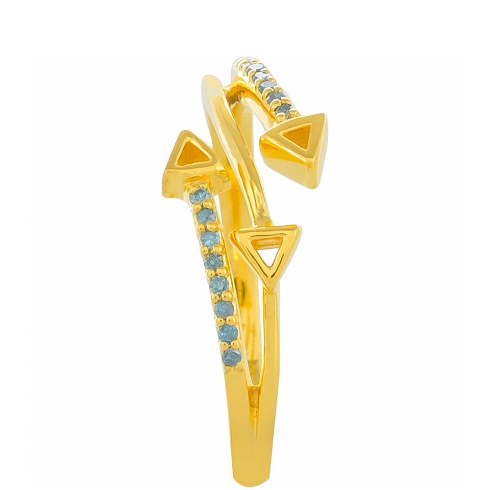 Goldplattierter Silberring mit blauem Diamant 3 