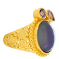 Goldplattierter Silberring mit lila Mondstein und marokkanischem Amethyst