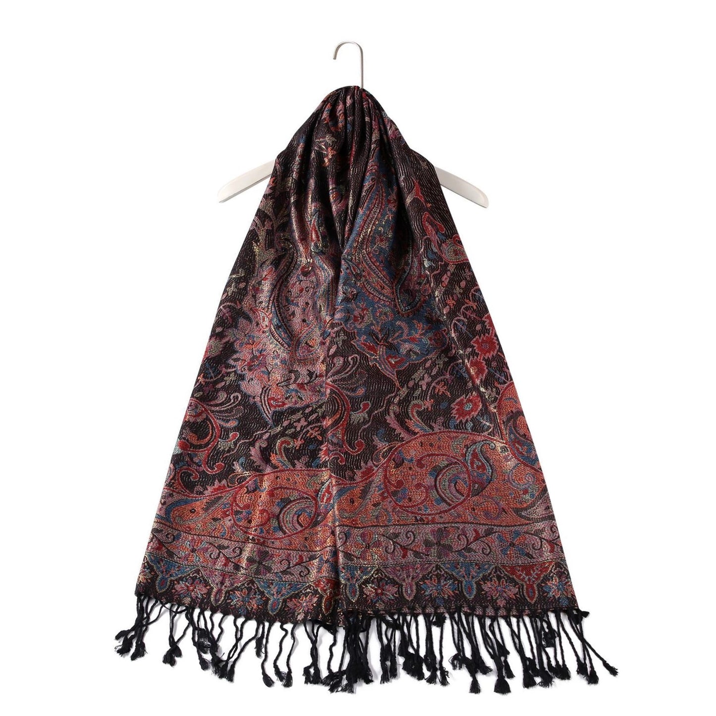 100% Real Pashmina Cashmere Scarf, 70 cm x 180 cm, Multicolor Black, 100% Pashmina Cashmere