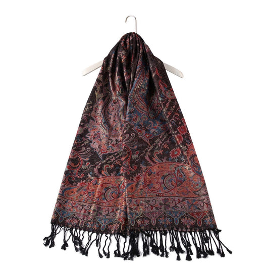 100% Real Pashmina Cashmere Scarf, 70 cm x 180 cm, Multicolor Black, 100% Pashmina Cashmere