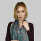 100% Pashmina Cashmere Scarf, 70 cm x 180 cm, Paisley Shiny Teal, 100% Pashmina Cashmere