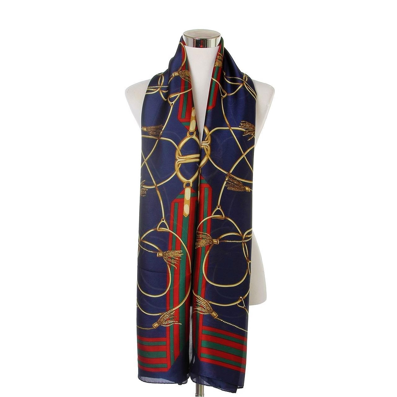 100% Real Silk Scarf, 90 cm x 180 cm, Navy Blue, 100% Silk 1 