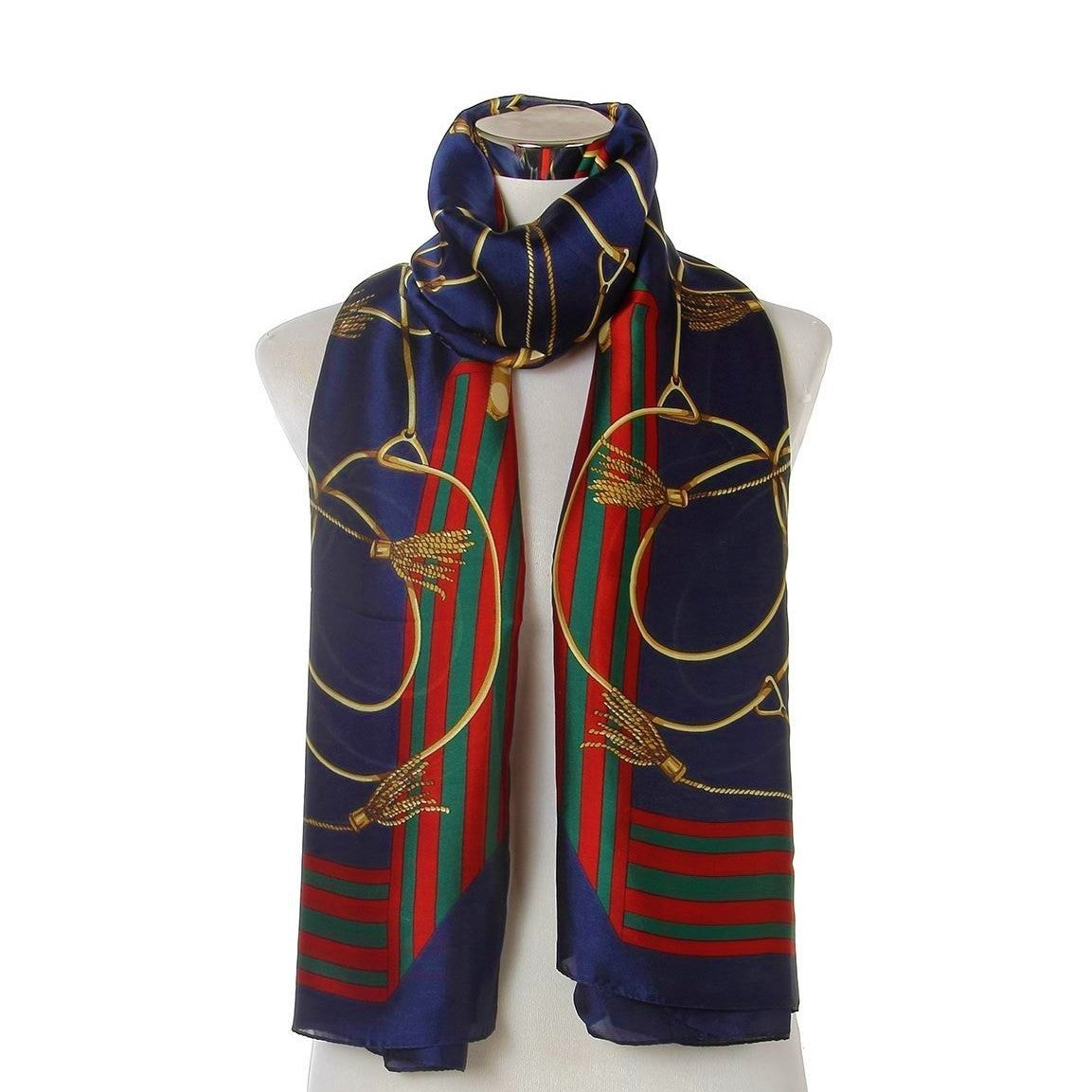 100% Real Silk Scarf, 90 cm x 180 cm, Navy Blue, 100% Silk 2 