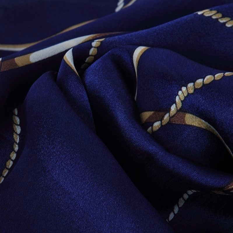100% Real Silk Scarf, 90 cm x 180 cm, Navy Blue, 100% Silk