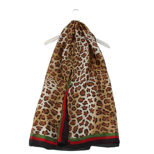100% Seidenschal, 90 cm x 180 cm, Leopardenmuster