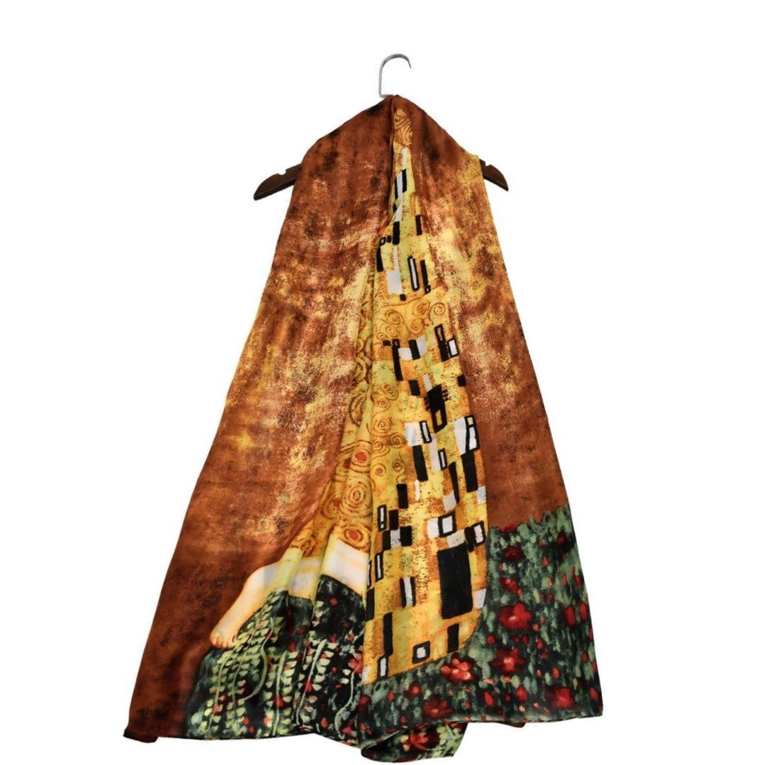 100% Seidenschal, 90 cm x 180 cm, Klimt Der Kuss 4 