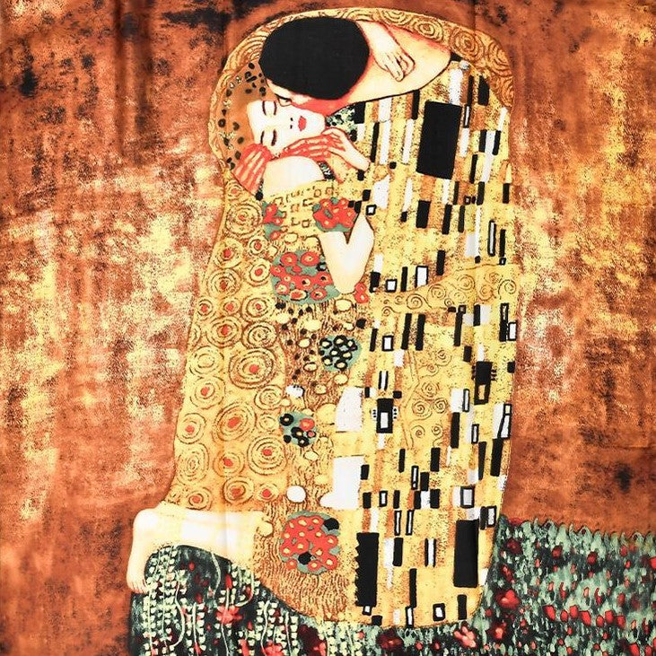 100% Seidenschal, 90 cm x 180 cm, Klimt Der Kuss