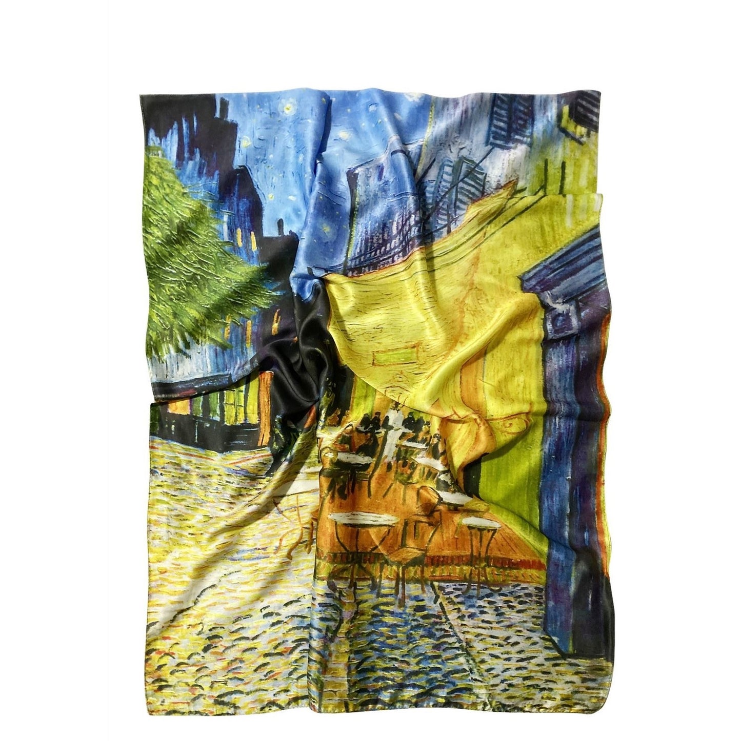 Silk Scarf, 70 cm x 180 cm, Van Gogh - Terrace At Night, 50% Silk 50% Viscose