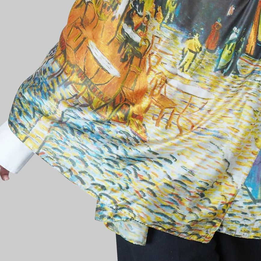 Silk Scarf, 70 cm x 180 cm, Van Gogh - Terrace At Night, 50% Silk 50% Viscose