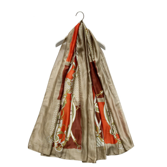 Silk Scarf, 90 cm x 180 cm, Buckle Patterned, 50% Silk 50% Viscose