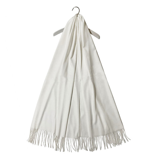 100% Pashmina Kaschmir Schal, 70 cm x 170 cm, superweich, einfarbig weiß