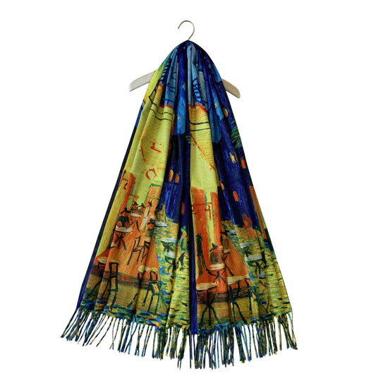 Wool Scarf, 70 cm x 180 cm, Van Gogh -T errace At Night, 60% Wool 40% Acrylic