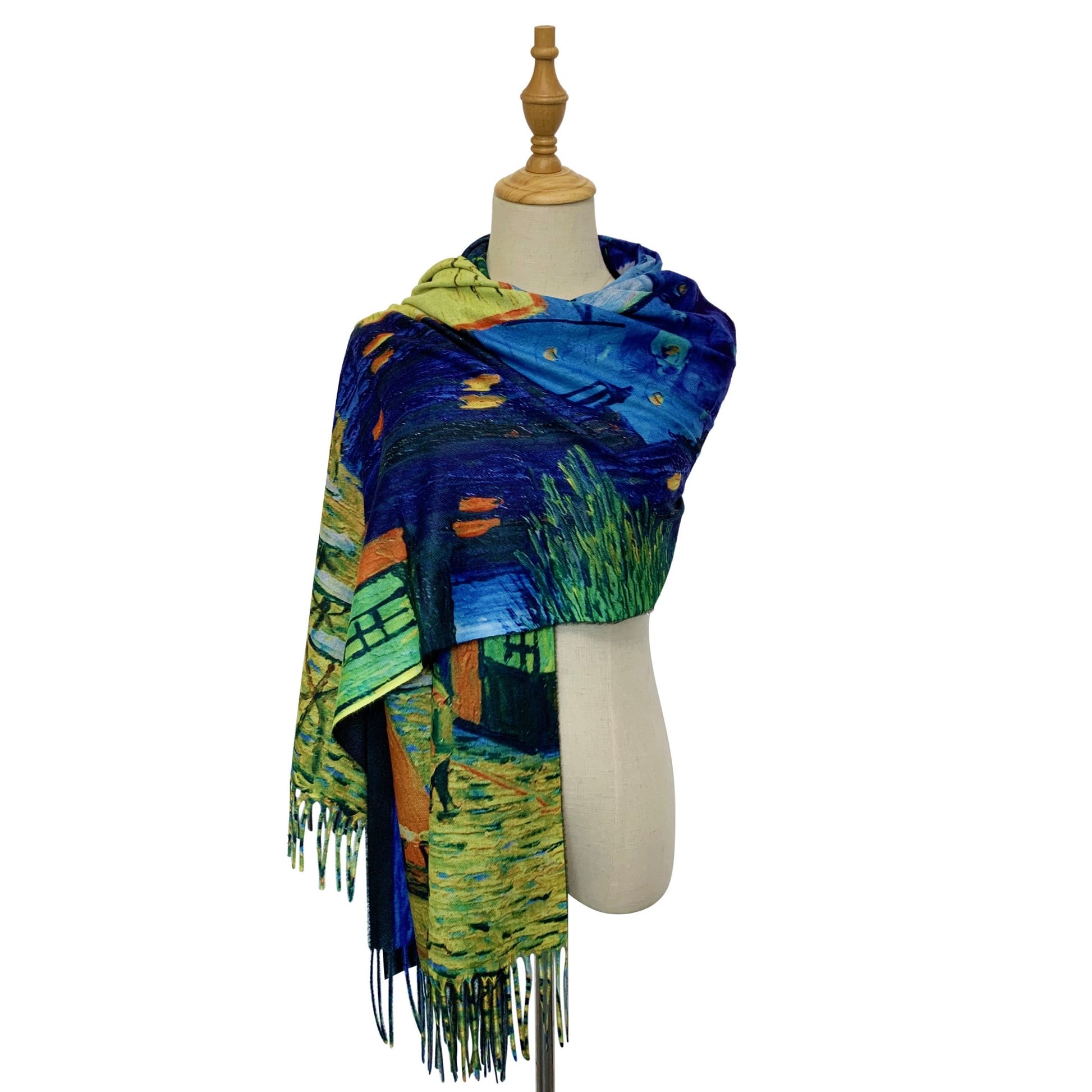 Wool Scarf, 70 cm x 180 cm, Van Gogh -T errace At Night, 60% Wool 40% Acrylic 4 
