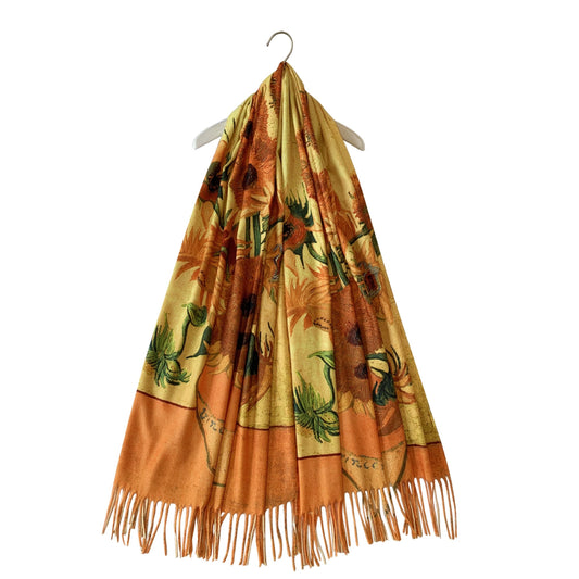 Wool Scarf, 70 cm x 180 cm, Van Gogh - Sunflowers, 60% Wool 40% Acrylic