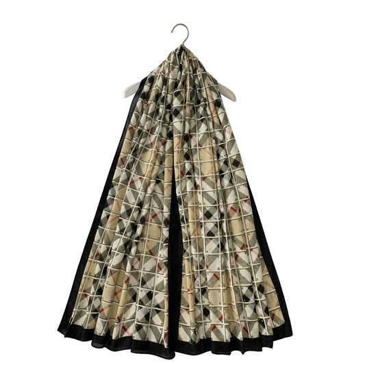 Thick Cotton Scarf, 90 cm x 180 cm, Tiled Tartan Patterned, 40% Cotton 60% Viscose